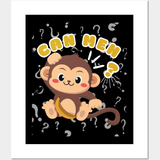 Cute Monkey Can Meh Question Mark Singlish Posters and Art